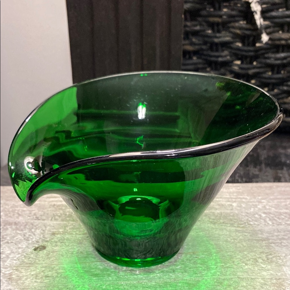 Vintage MCM Viking Glass Green Bowl!